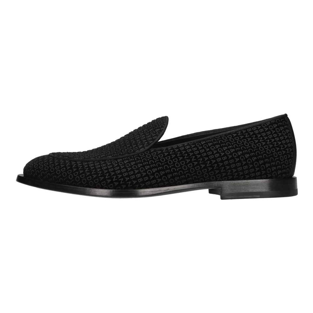 Dolce & Gabbana Loafers, Male, 6 Uk, Suede And Fabric Loafers Black