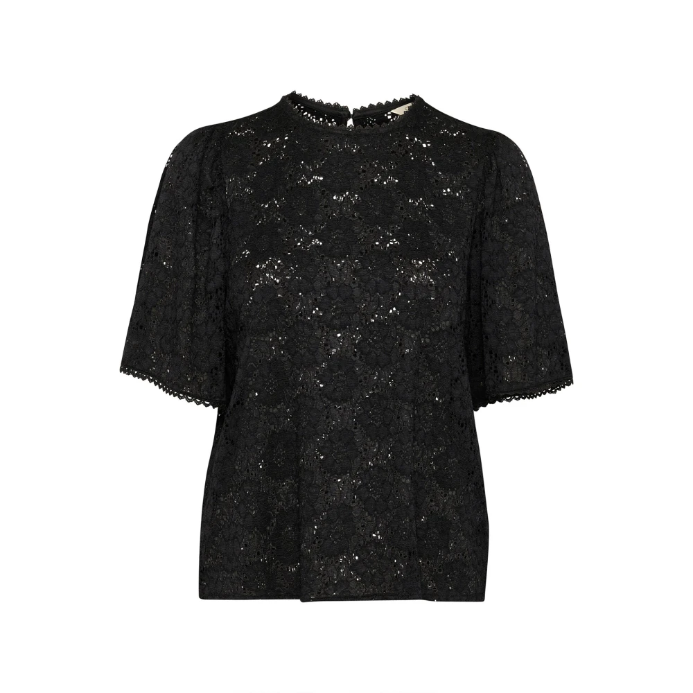 Cream Kanten T-shirt Top Zwart Black Dames