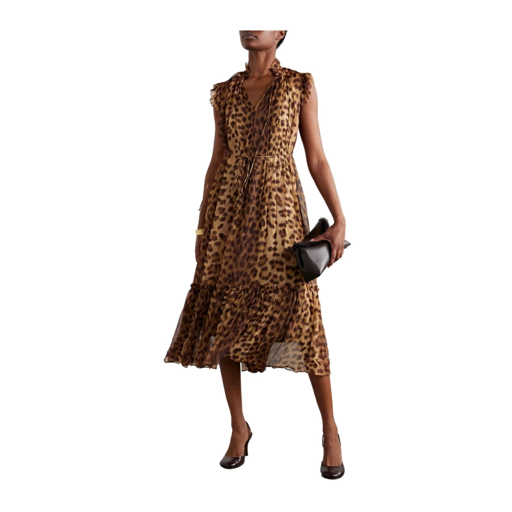 Zimmermann Flutter Jurk met Polyester Bloemen Brown Dames
