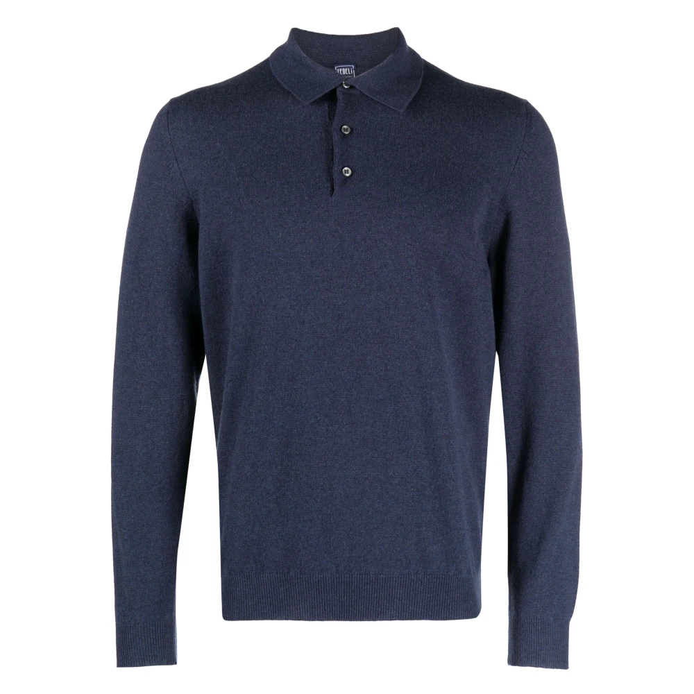 Fedeli Luxe Cashmere Polo Shirt Blue Heren