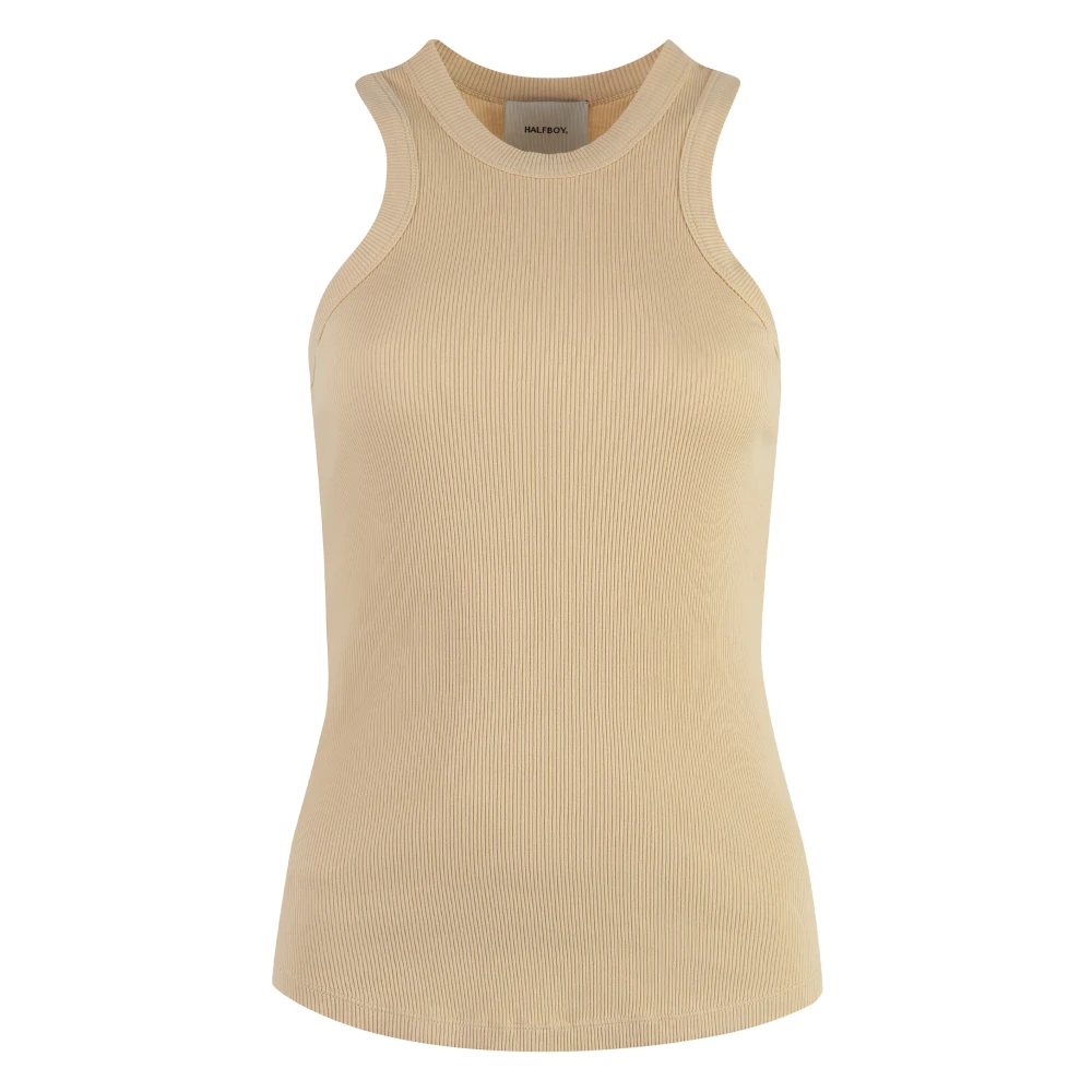Halfboy Women's Beige Cotton Tank Top