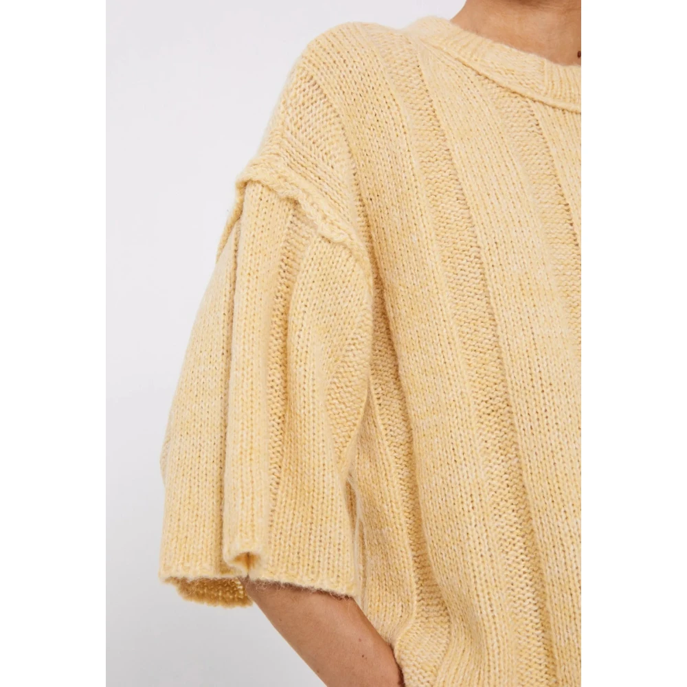 Norr Ribgebreide Fuscia Tee Beige Dames