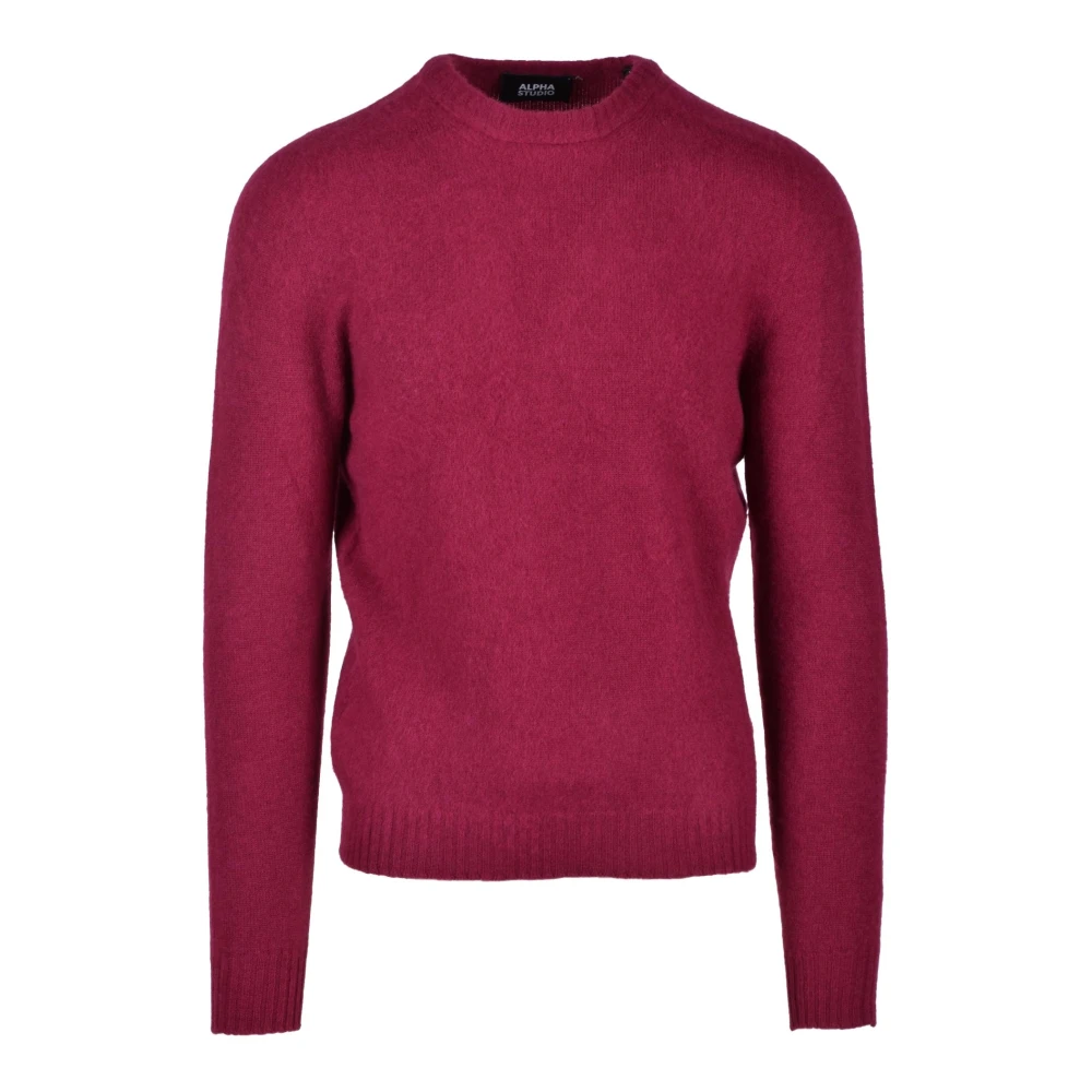 Alpha Studio Merino Wol Gebreide Trui Red Heren