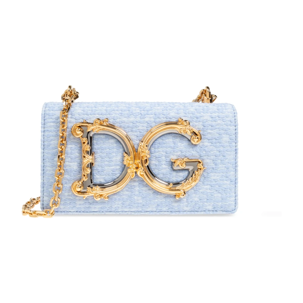 Dolce & Gabbana Leren Telefoon Tas Bouclè Blue Dames
