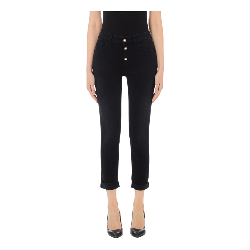 Liu Jo Vrouw Zwart Monroe H.w. Cropped Jeans