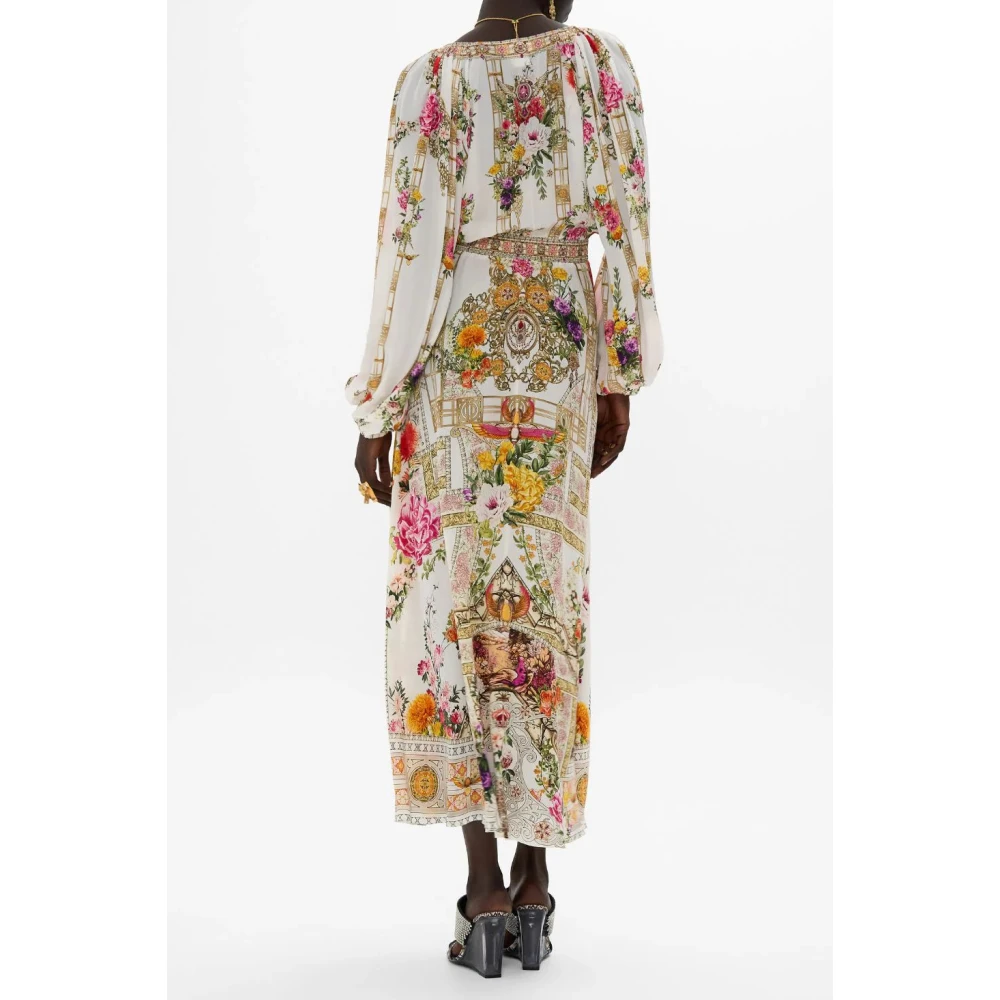 Camilla Zijden jurk met gerimpelde taille Egyptische roos Multicolor Dames