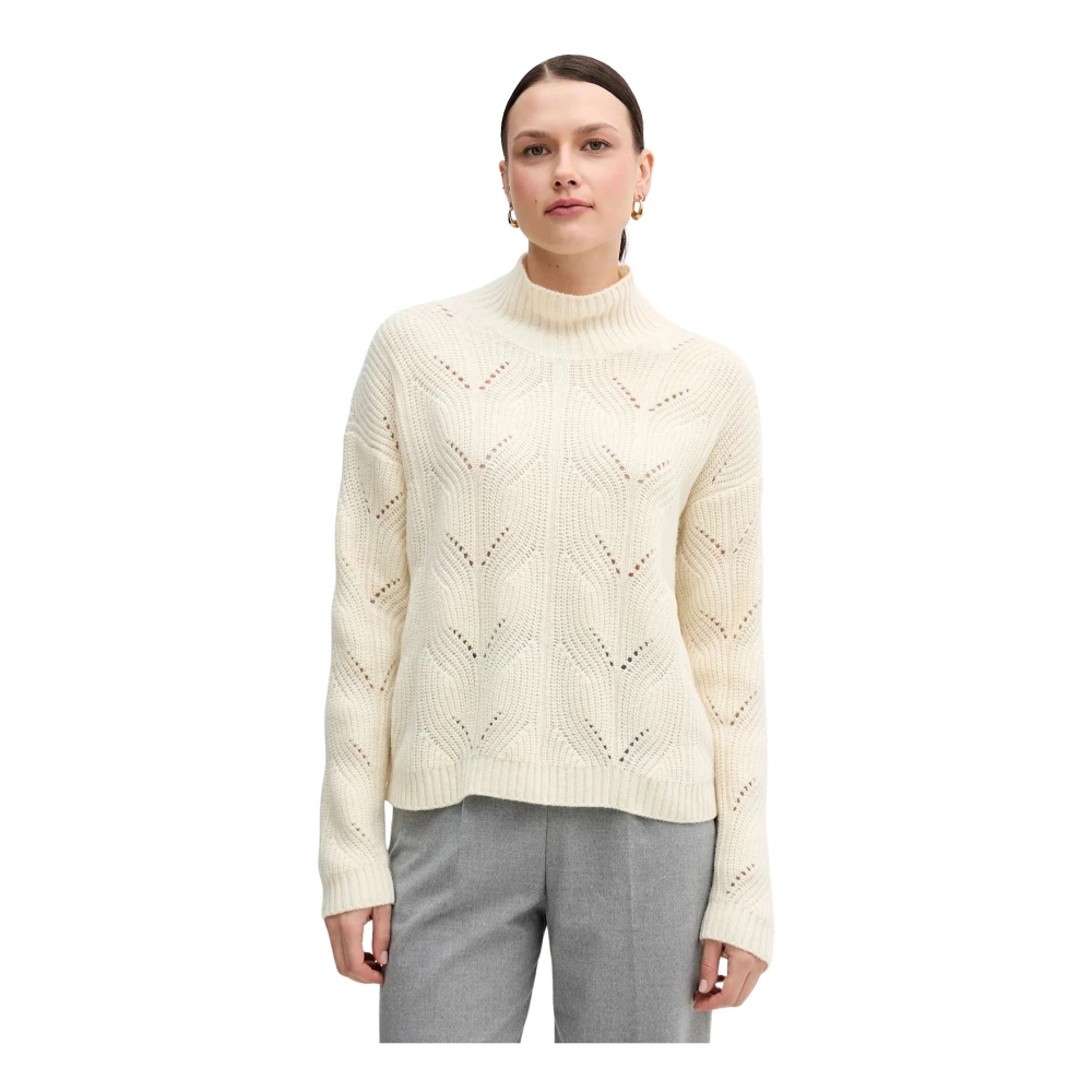 Benetton - Pullover Mit Lochmuster Und Hohem Kragen - Knitwear - Damen - Beige - M - Bild 2