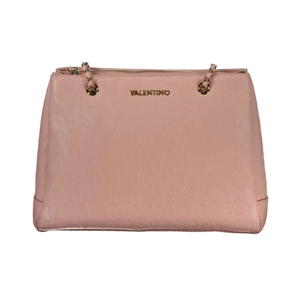 Valentino by Mario Valentino Roze Schoudertas met Ketting en Ritssluiting Pink Dames