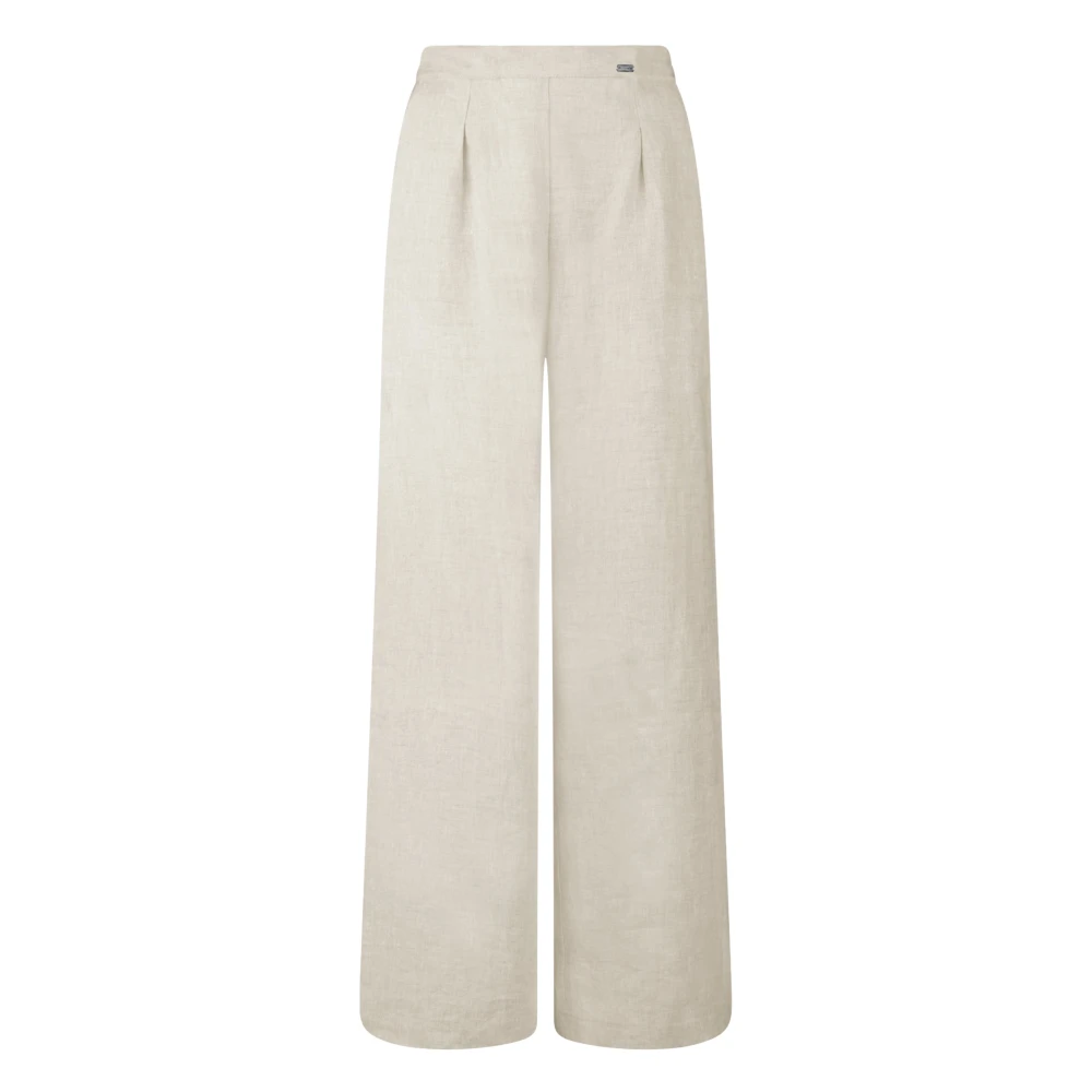 Bomboogie Kvinno Vit Byxor Dam, L, Linne, Linen Palazzo Pants