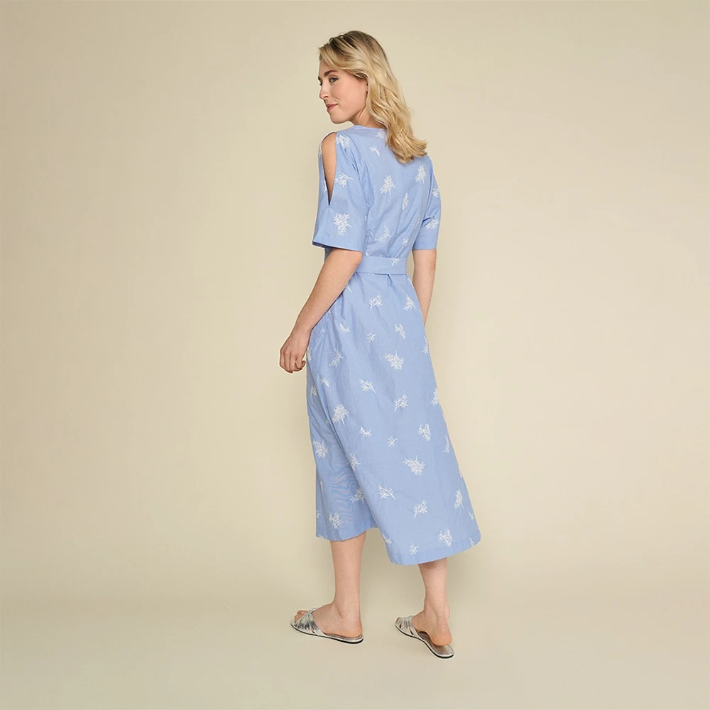Marie Méro Lavendelblauwe Bloemen Geborduurde Jurk Blue Dames