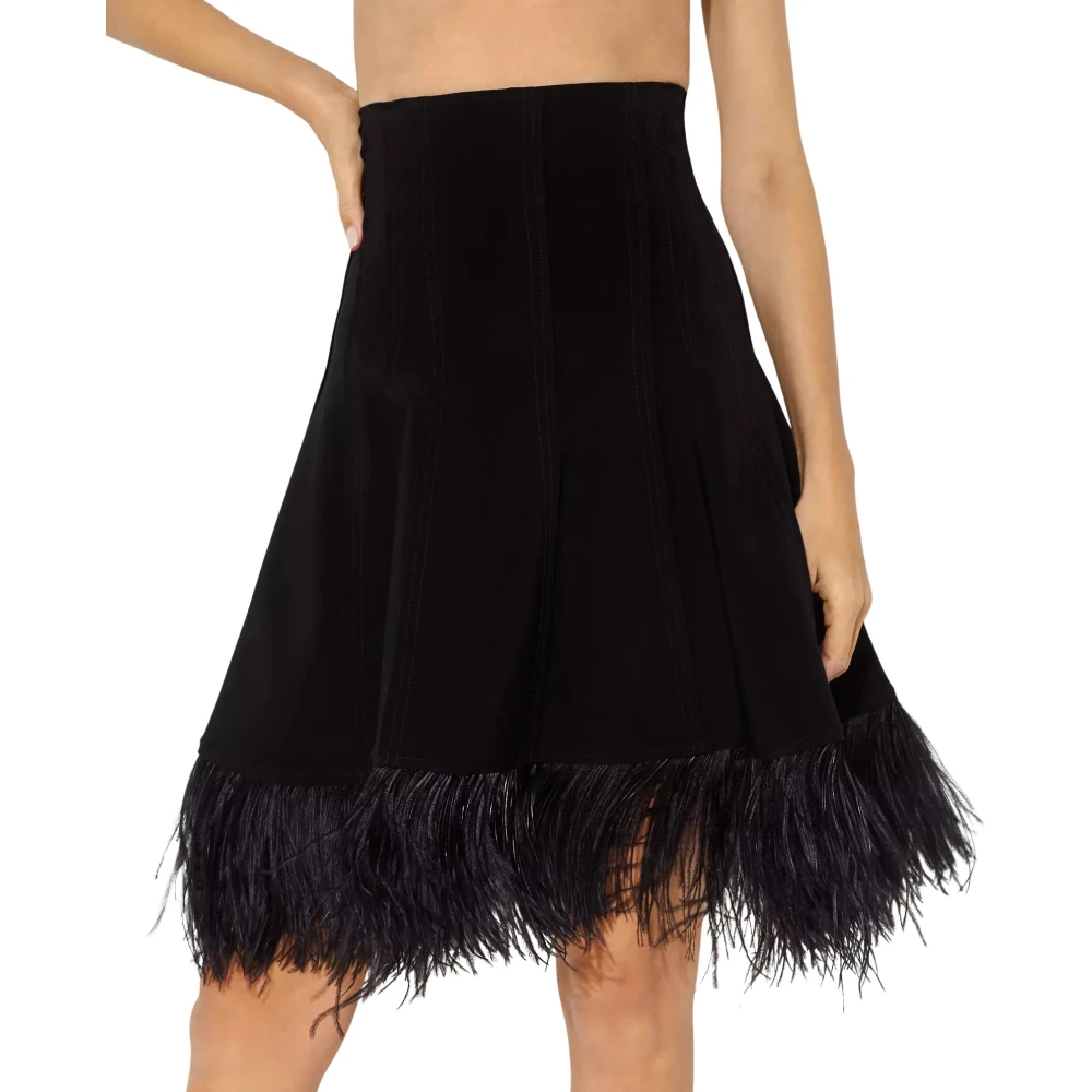 Norma Kamali Zwarte Veren Rok Black Dames