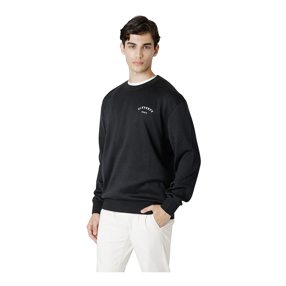 Eleventy Giza Cotton Crewneck Sweatshirt Black Heren
