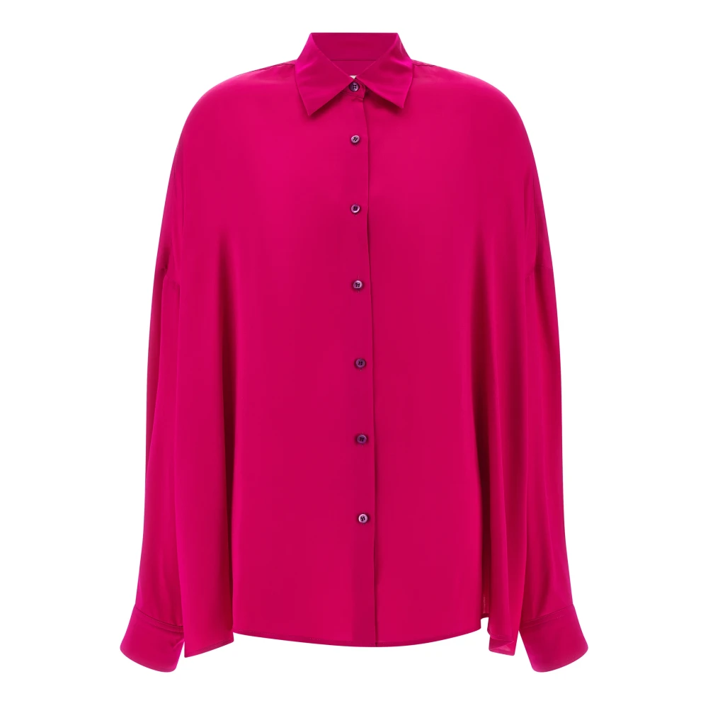 Dries Van Noten Women's Pink Casia Shiny Silk Shirt - Shirts - S - Blouses & Shirts