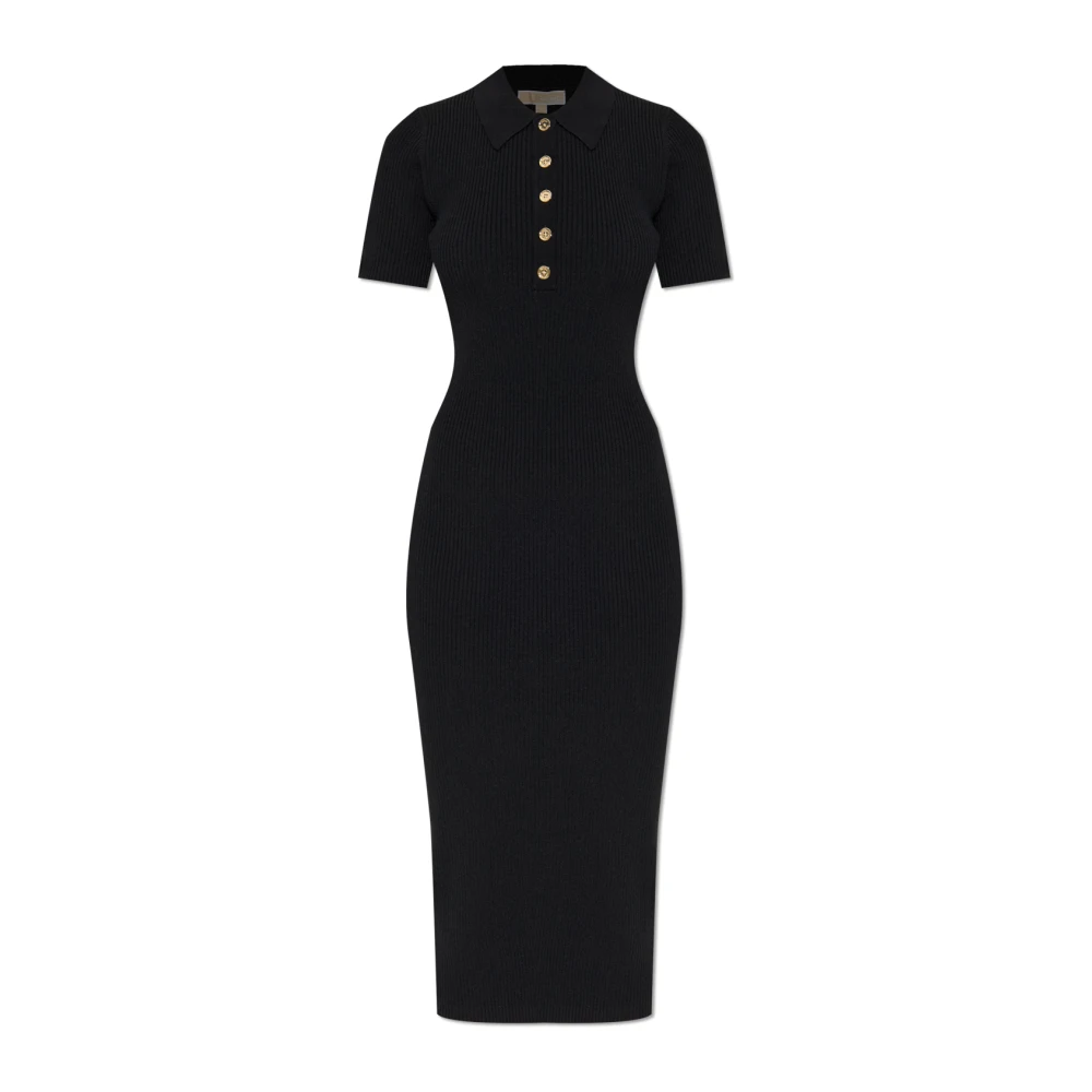 Michael Kors Women's Black Midi Dresses, Xs, Ribbed Bodycon Dress