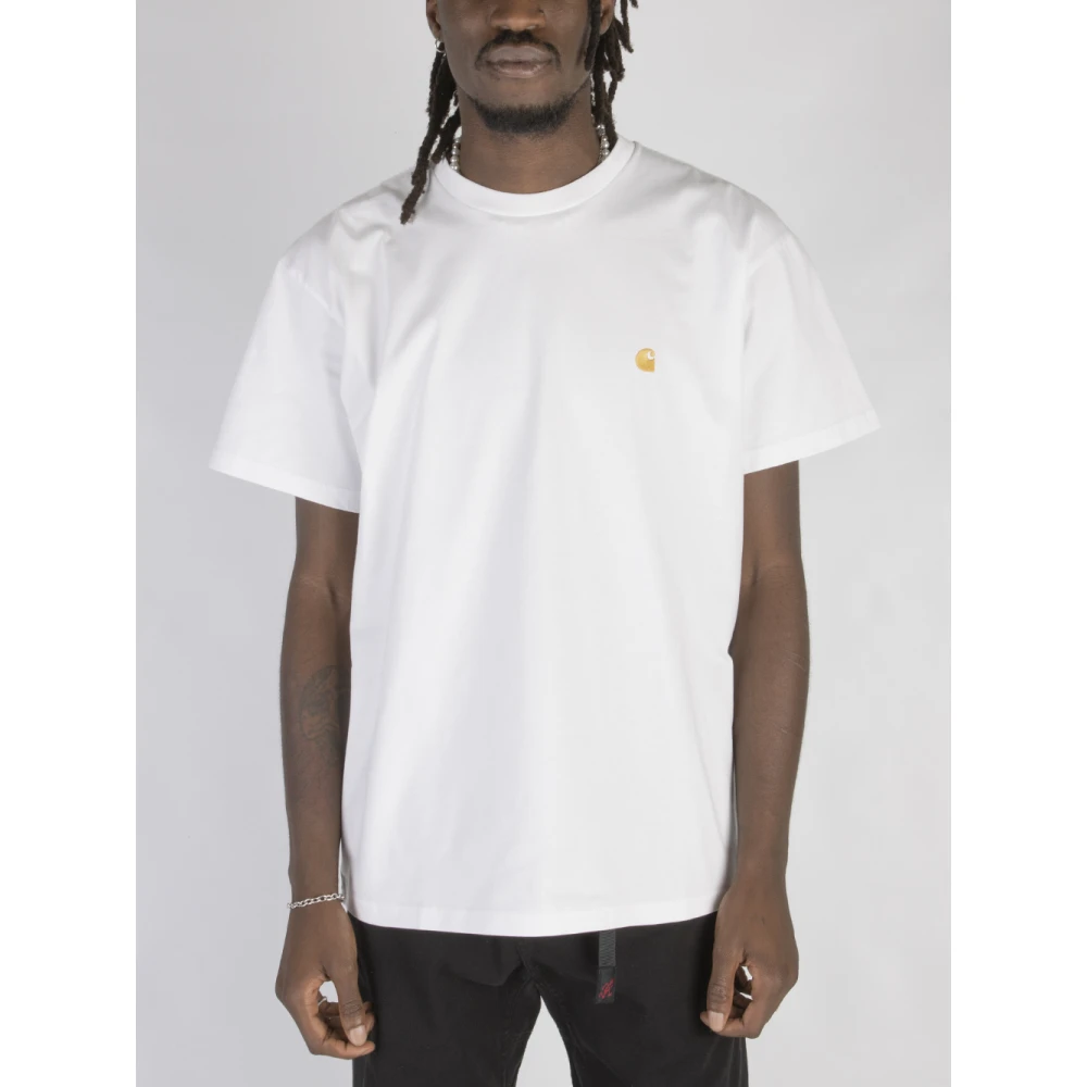 Carhartt WIP Witte T-shirts en Polos met Geborduurd Logo White Heren