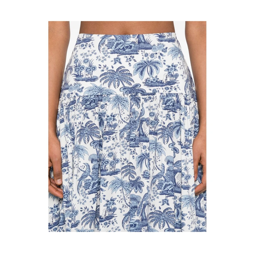 Staud Witte Geplooide Details Rechte Zoom Rok Blue Dames