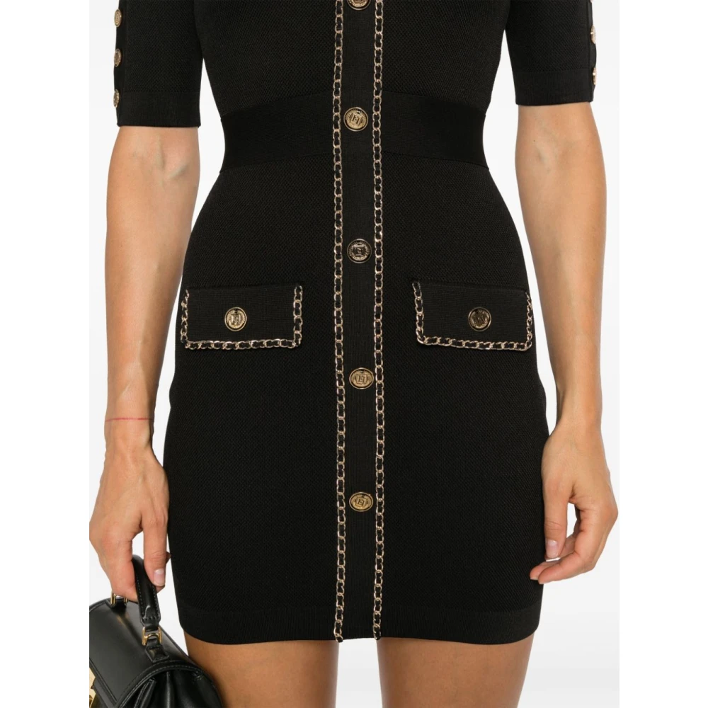 Elisabetta Franchi Zwarte Jurk Aw24 Damesmode Black Dames