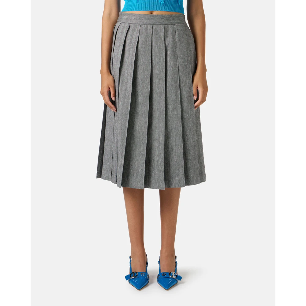 Iceberg Katoenen linnen visgraat plooirok met norHeren taille Gray Dames