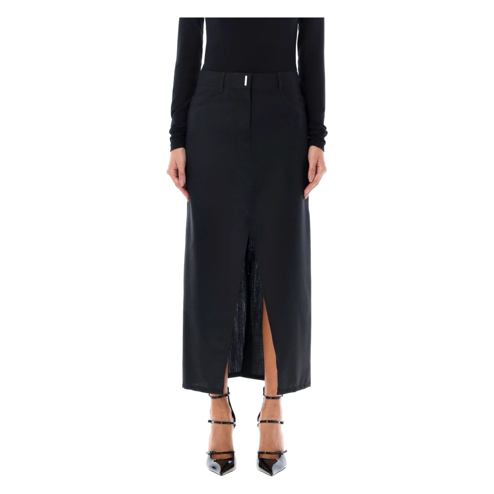 Givenchy Zwarte lange rok met hoge taille Black Dames