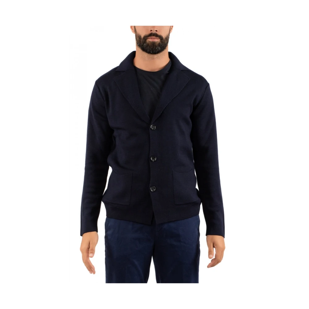 Daniele Fiesoli Heren Cardigan in Klassieke Stijl Blue Heren