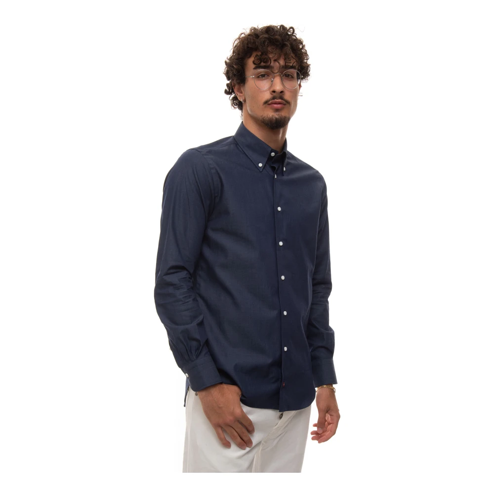 Càrrel Chambray Button-Down Casual Overhemd Blue Heren