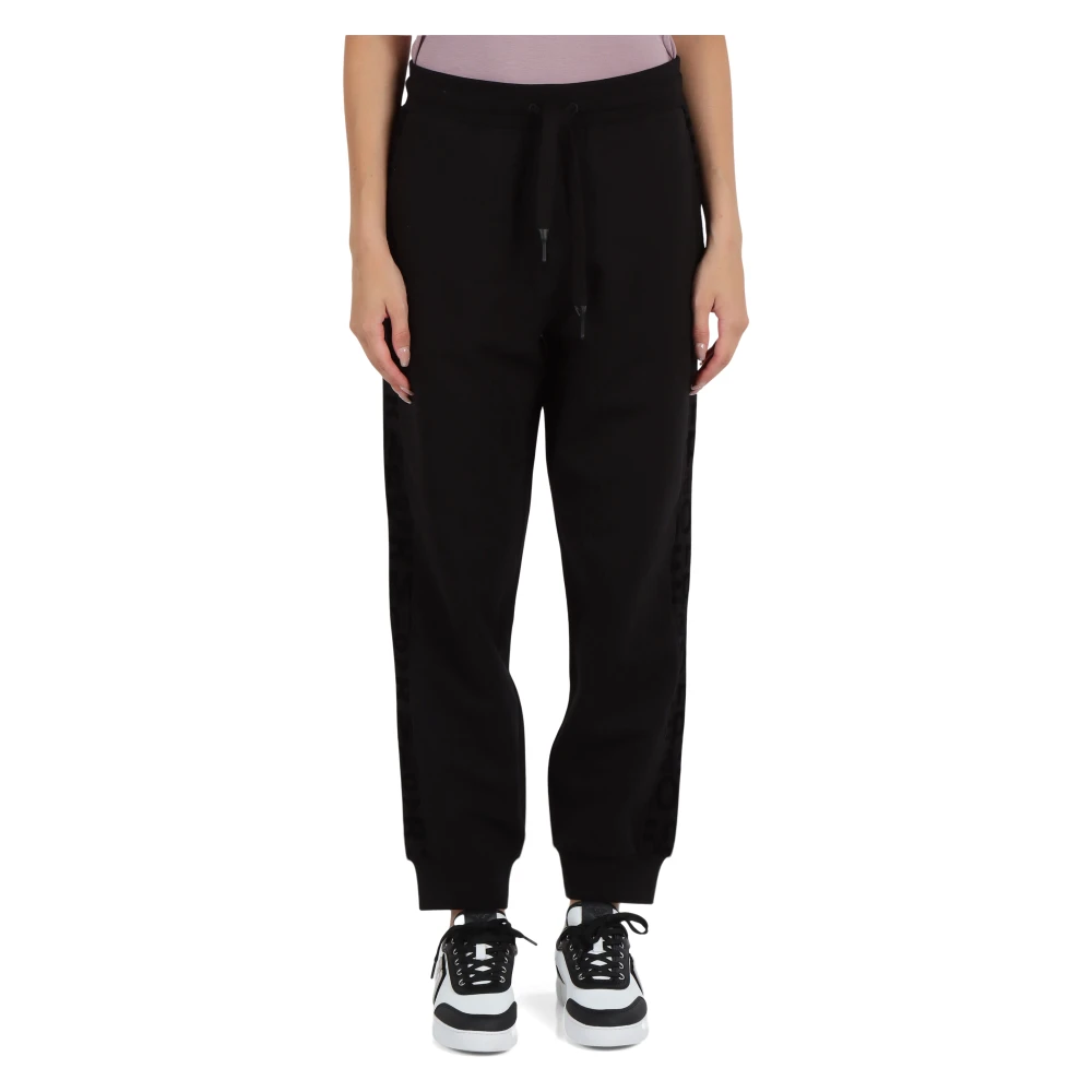 Emporio Armani EA7 Sportieve katoenen sweatpants met logoprint Black Dames