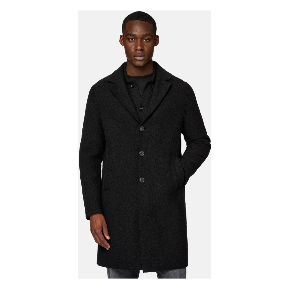 Boggi Milano Enkelrijig wollen jas Black Heren