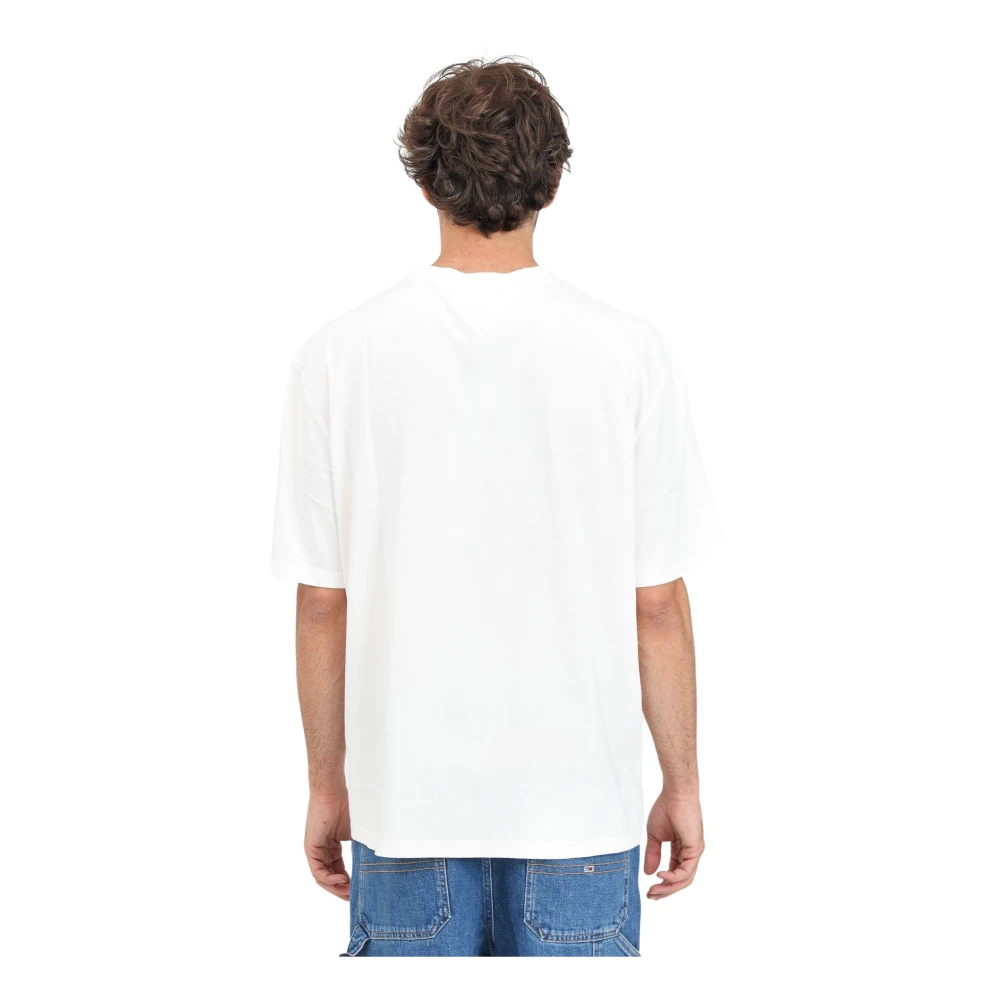 Tommy Jeans Vlag Logo Korte Mouw T-shirt White Heren