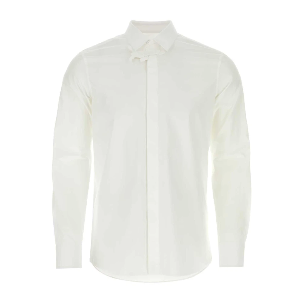 Valentino Garavani White Formal Shirts, Male, M, Poplin Shirt With Flower Patch