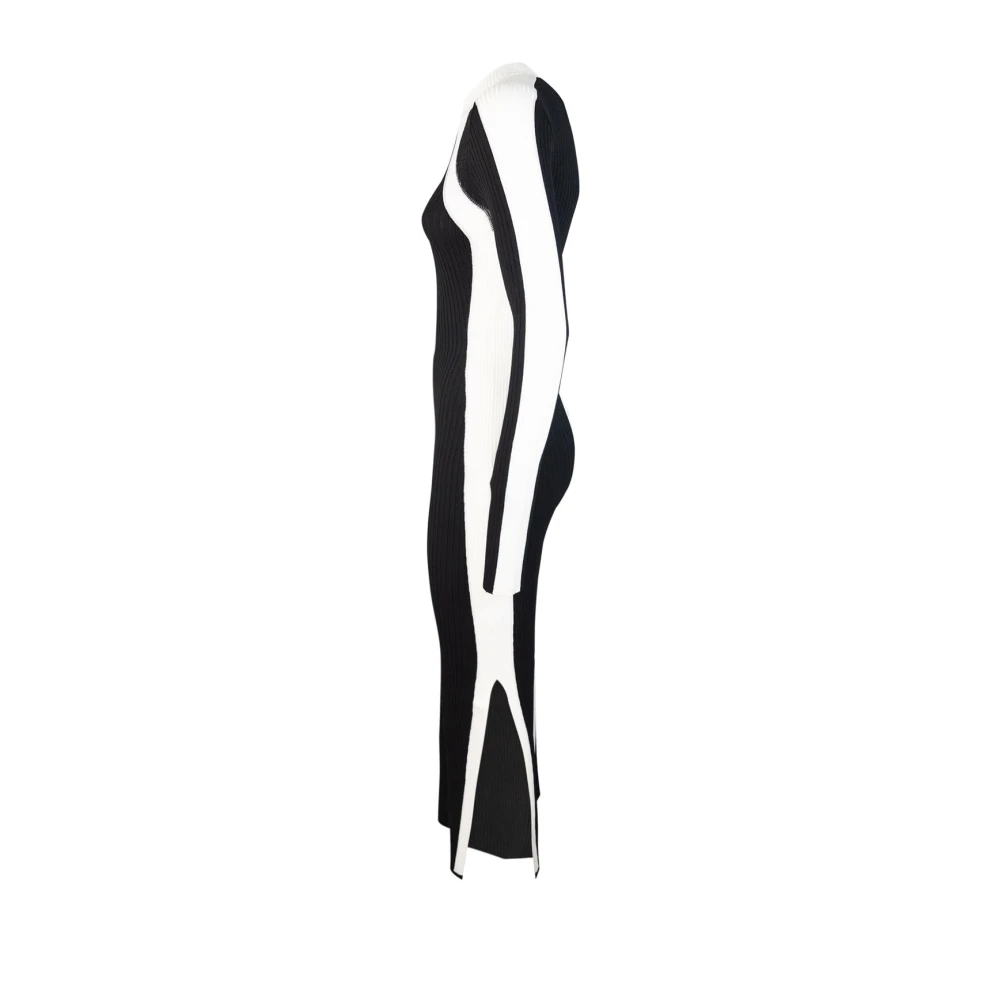 PATRIZIA PEPE Zwarte Gebreide Midi Jurk Slim Fit Black Dames