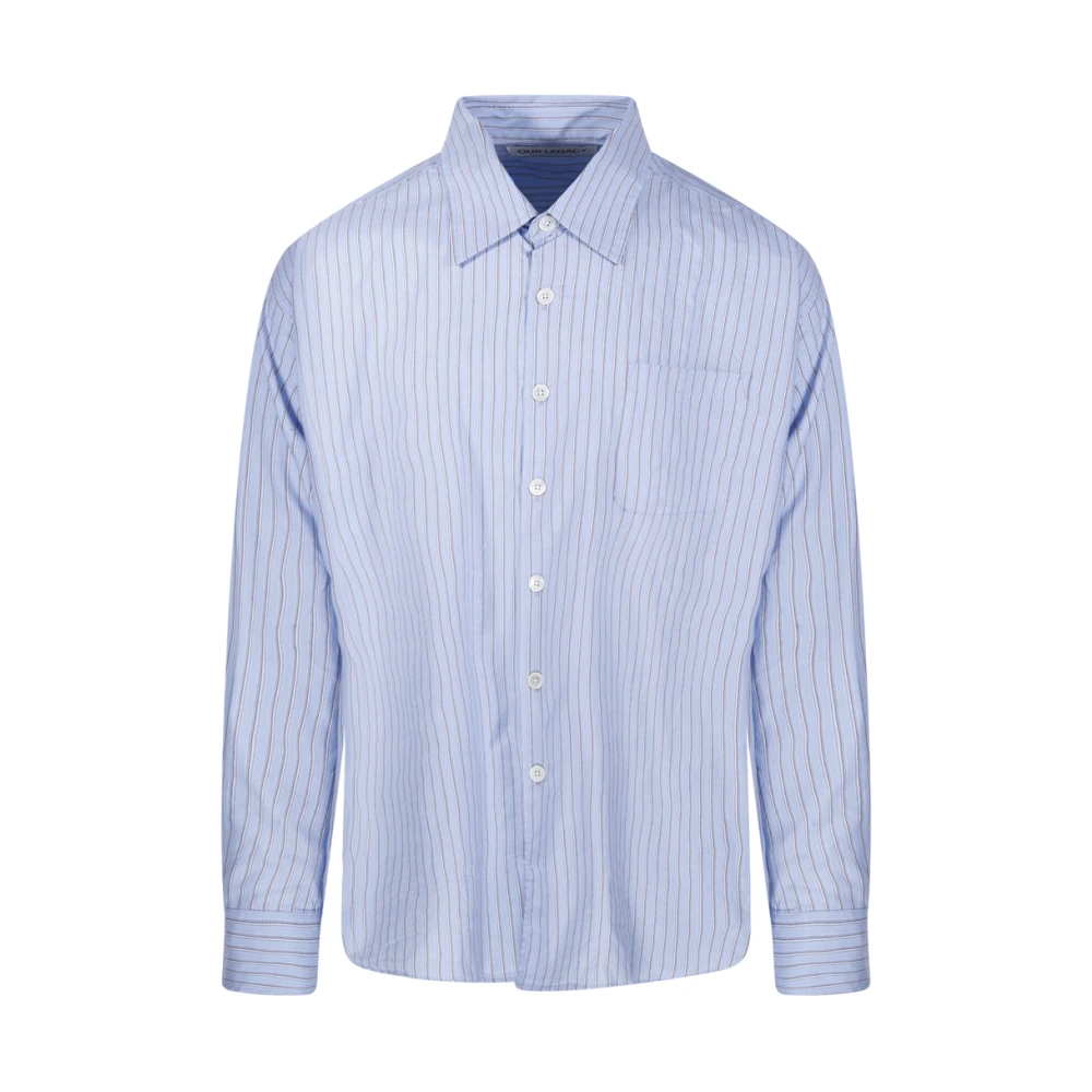 Our Legacy Gestreepte Oxford Geleende Overhemd Blue Heren