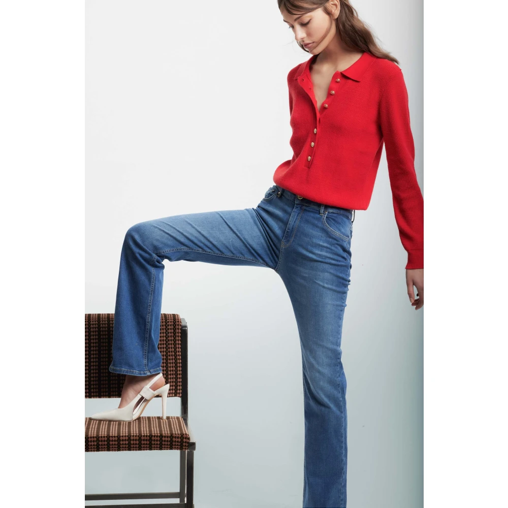 Kocca Stone-washed high-waisted straight jeans Blue Dames
