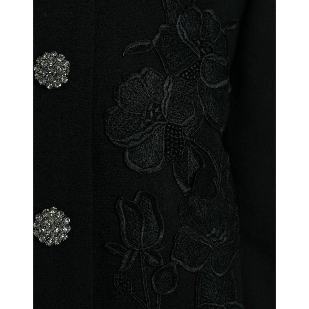 Dolce & Gabbana Bloemen wollen trenchcoat met knopen Black Dames