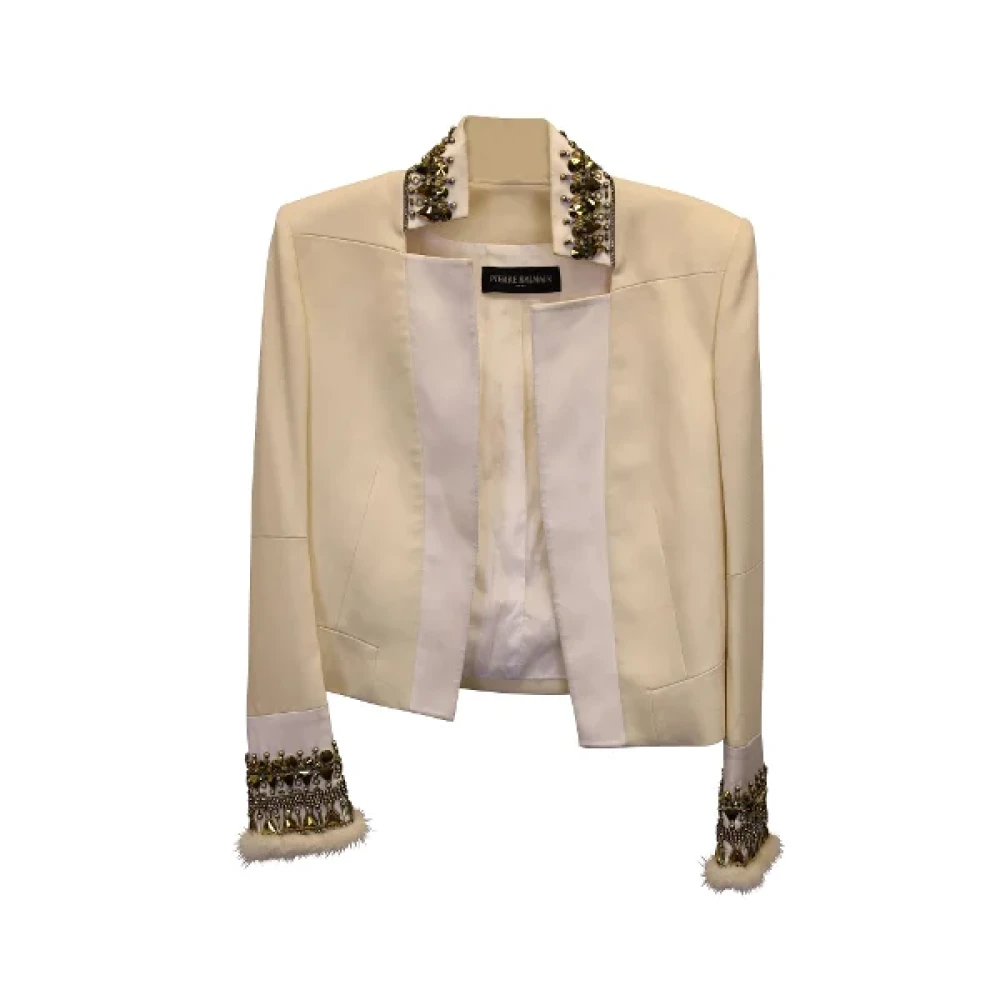 Balmain Pre-owned Polyester outerwear Beige Dames
