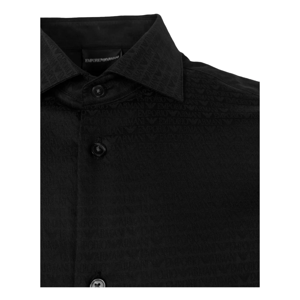 Emporio Armani Logo-print Katoenen Overhemd Black Heren