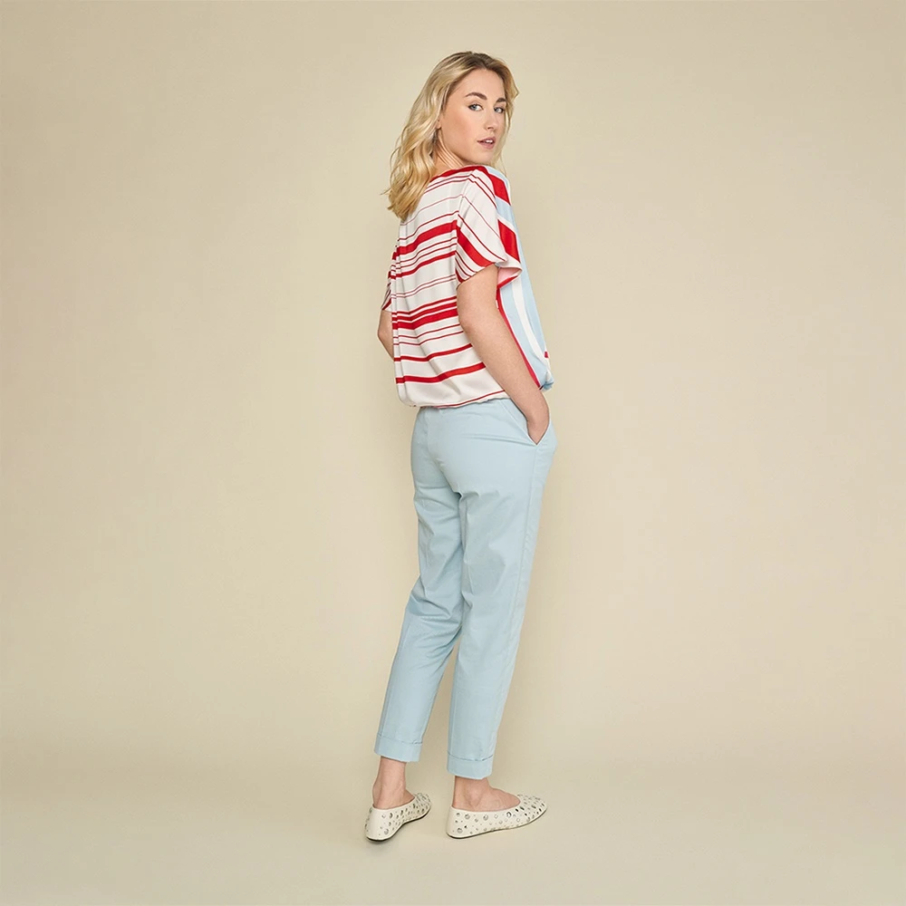 Marie Méro Moderne Stretchbroek met Split Blue Dames