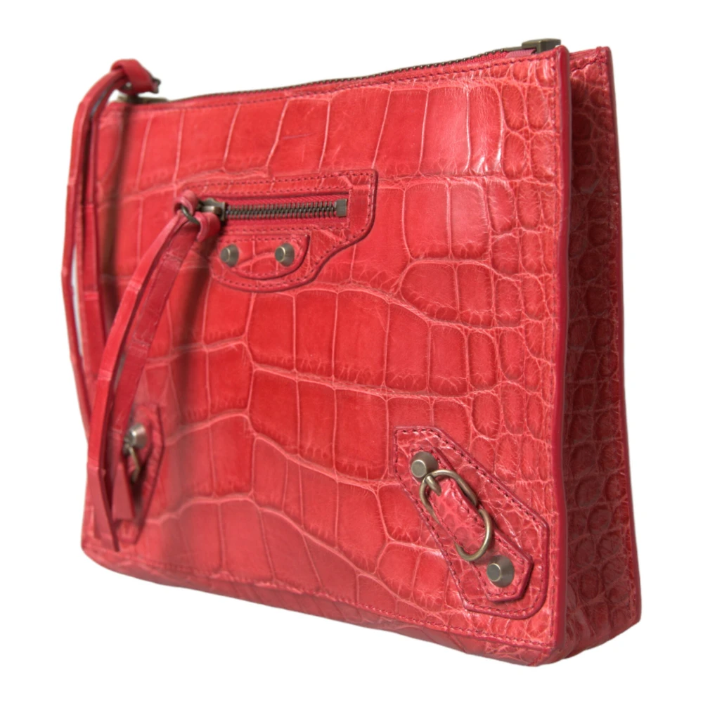 Balenciaga Exotische Rode Alligatorleren Clutch Red Dames