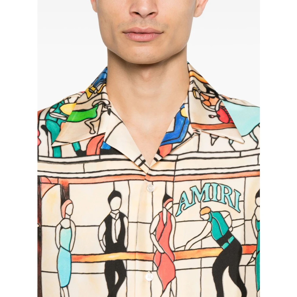 Amiri Beige Bowling Shirt met Pool Hall Print Multicolor Heren
