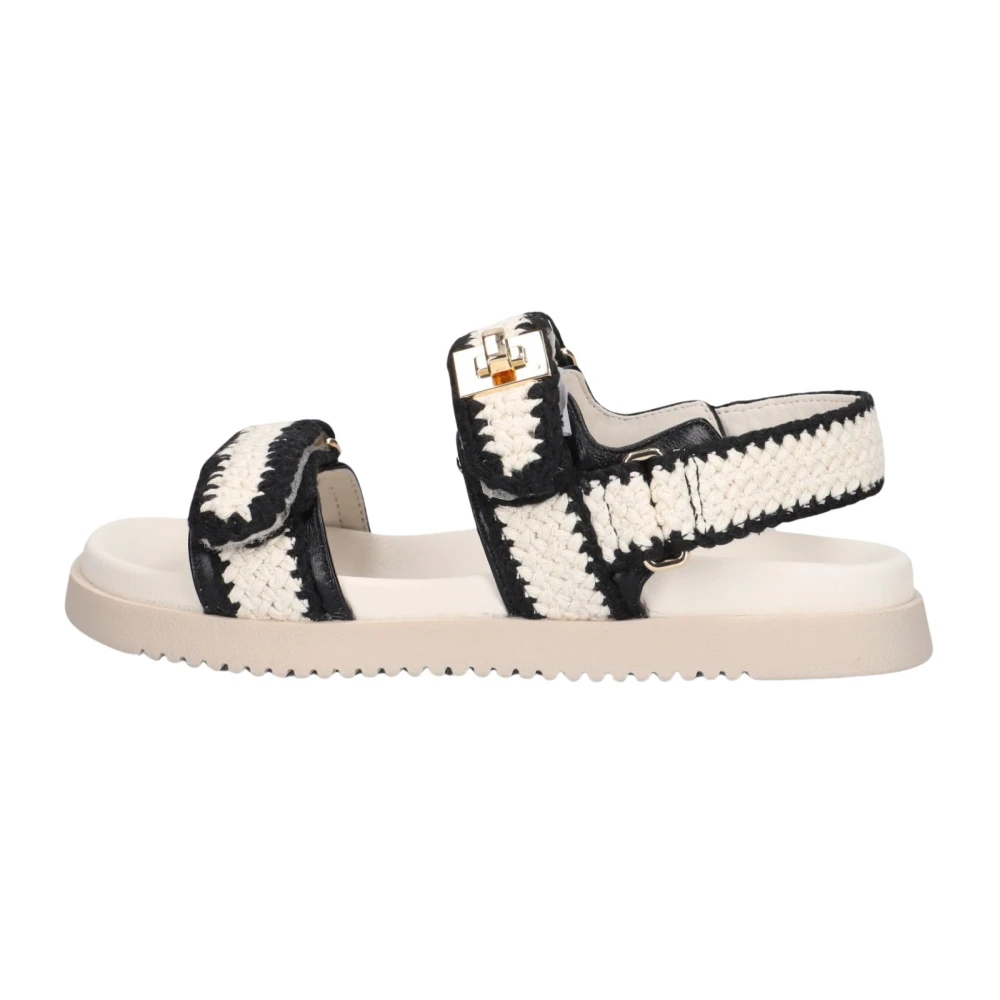 Steve Madden Damen Beige/Schwarz Riemchensandale "Steve Madden Sandalen Textil", Gr. 39, Braun (, Schwarz), Textil, Schuhe Riemchensandale - Bild 3