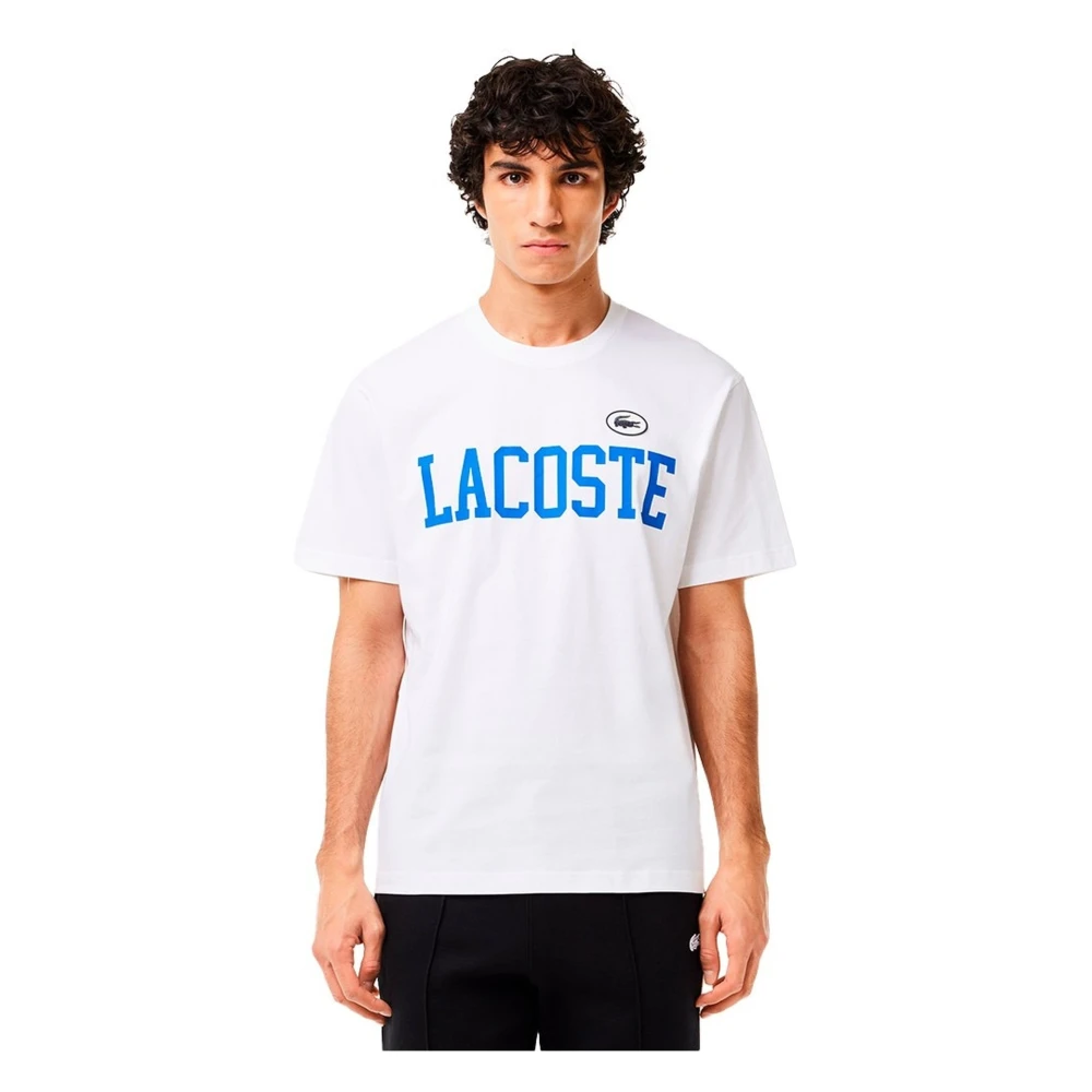 Lacoste Witte University Logo Tee Shirt White Heren