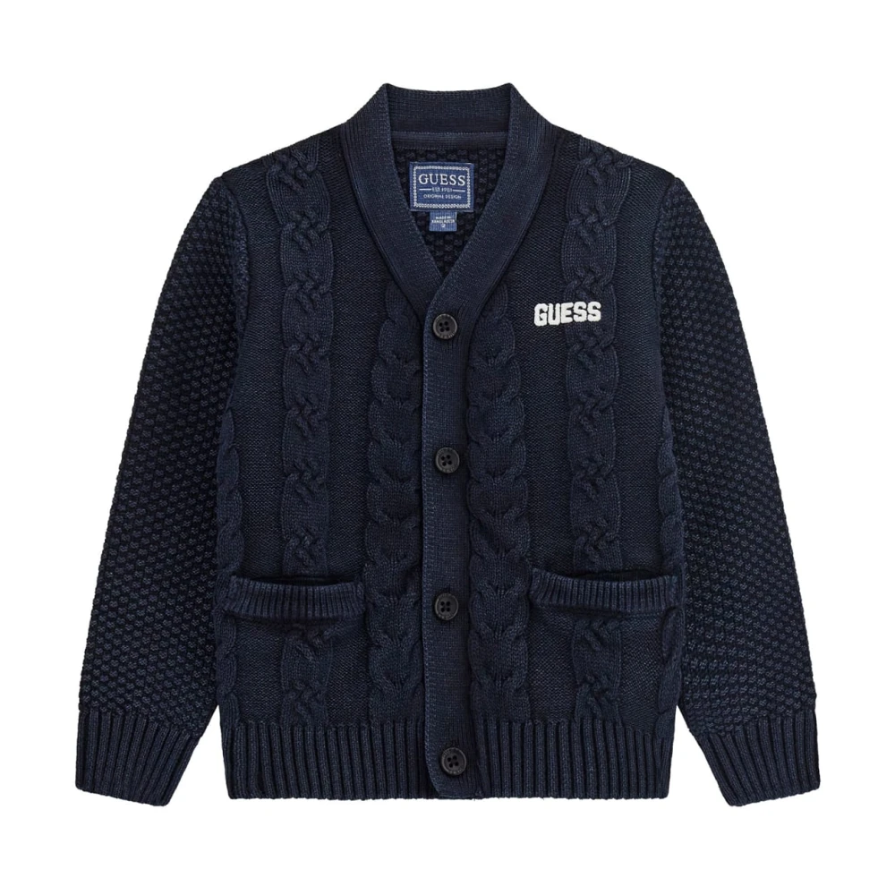 Guess Jacquard Logo Cardigan Blue, Unisex