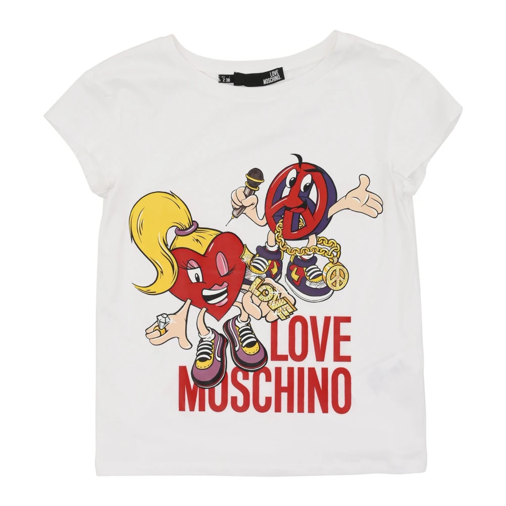 Love Moschino Wit Katoenen Spandex T-Shirt White Dames