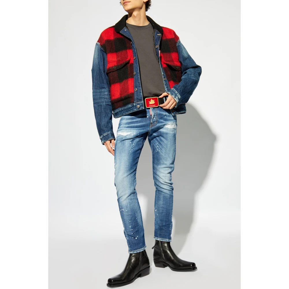 Dsquared2 T-shirt met logo patch Gray Heren