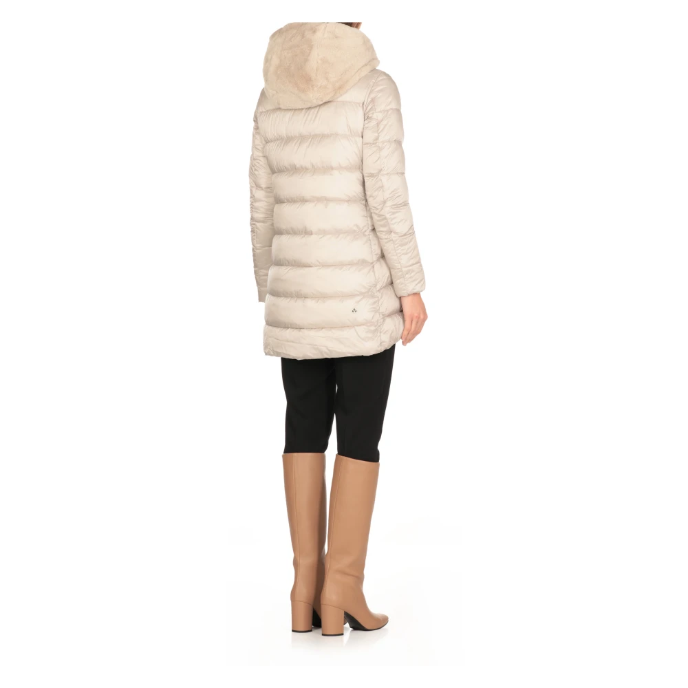 Save The Duck Beige Gewatteerde Jas met Nep Bont Capuchon Beige Dames
