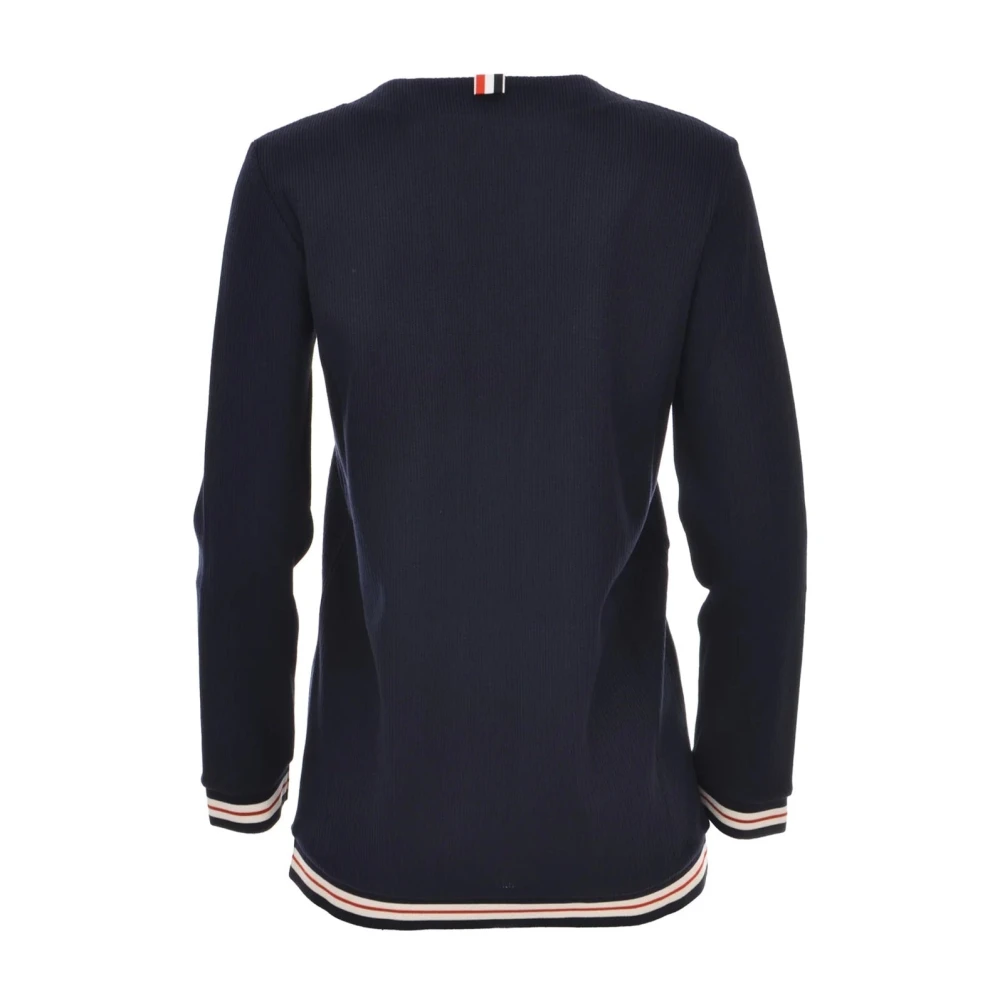 Thom Browne Katoenen vest met geribbelde afwerking Blue Dames