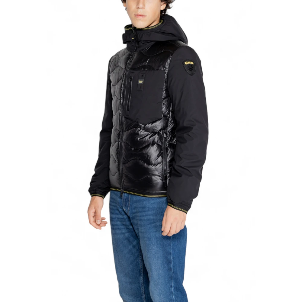 Blauer Zwarte Hoodie met rits voor mannen Black Heren