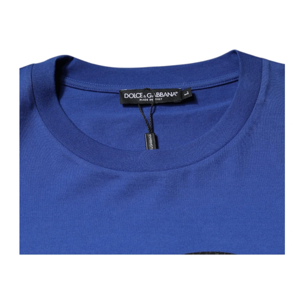 Dolce & Gabbana Blauw Katoenen Crew Neck T-shirt Blue Heren