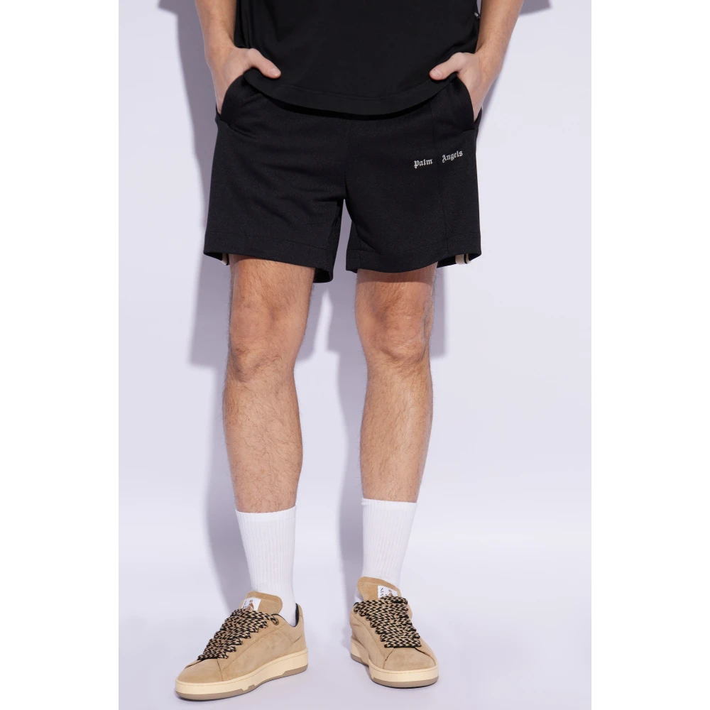 Palm Angels Shorts met geborduurd logo Black Heren