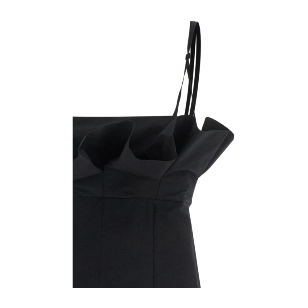Philosophy di Lorenzo Serafini Zwarte Ruche Jurk Katoenmix Technische Stof Black Dames