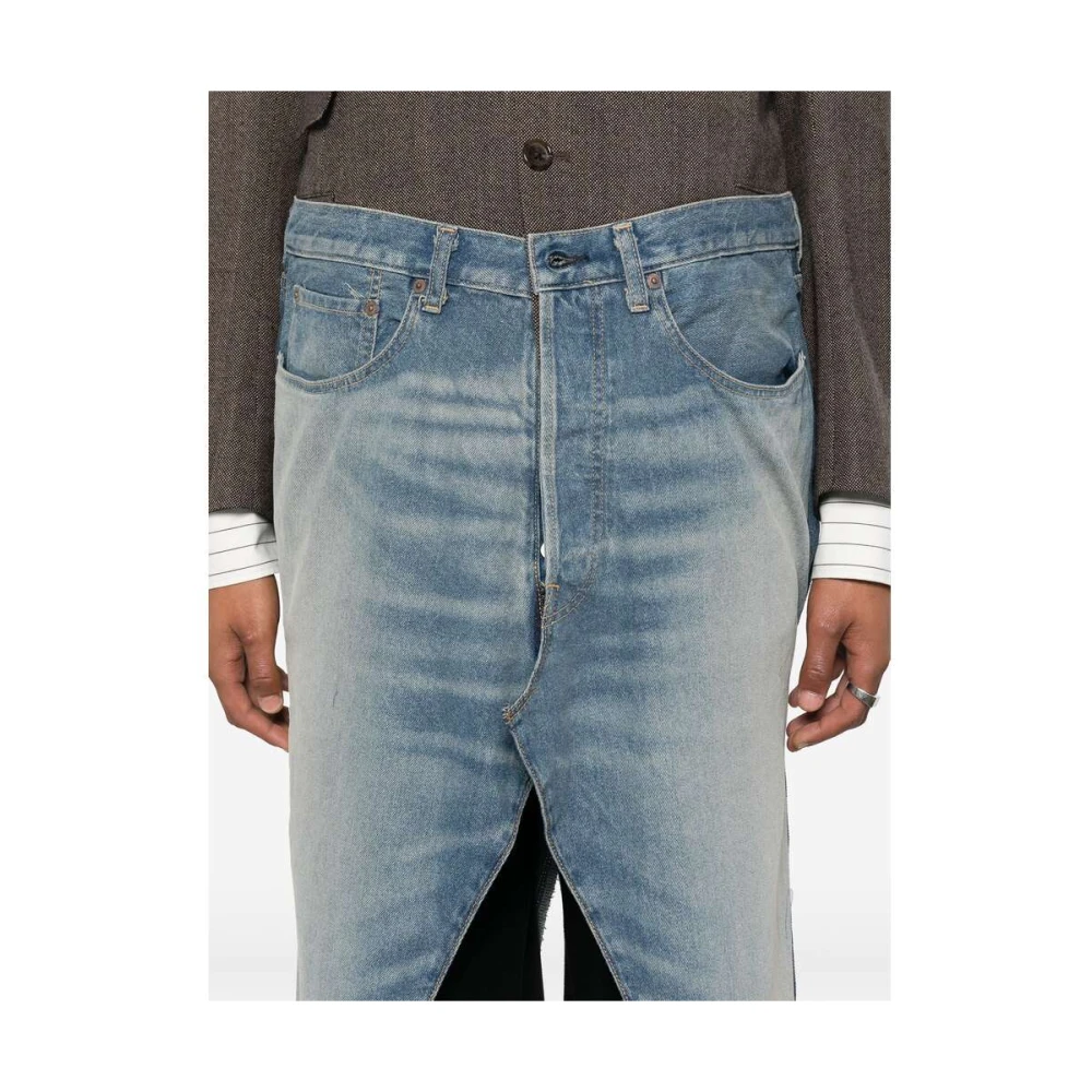 Junya Watanabe Bruin Blauw Wol Denim Jas Multicolor Heren